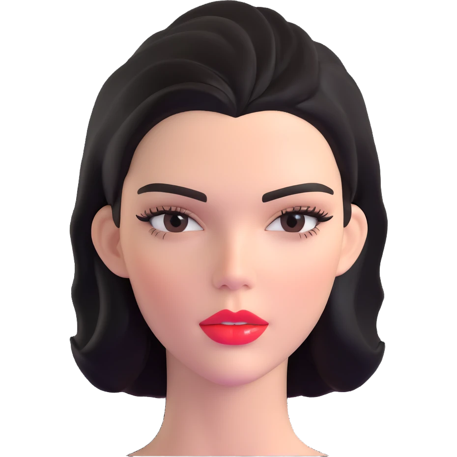 Kendall Jenner, supermodel, longer face shape, shiny glossy lips with lipgloss emoji