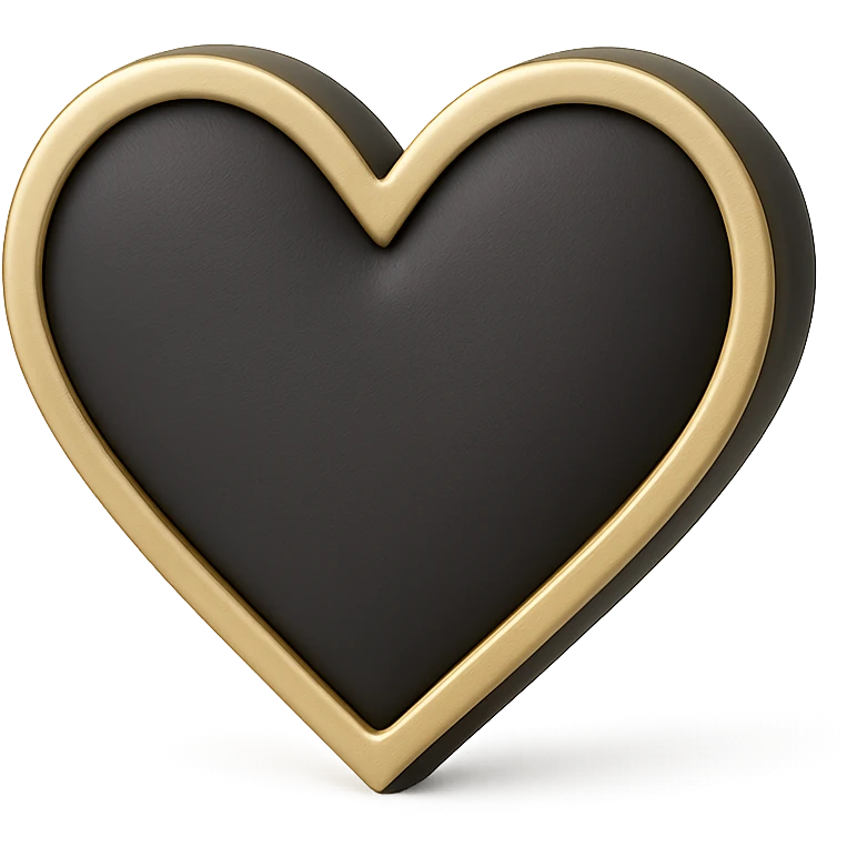 elegant heart icon with soft matte finish and antique gold details emoji