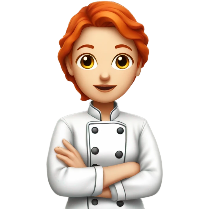 Chef's kiss red headed female chef emoji