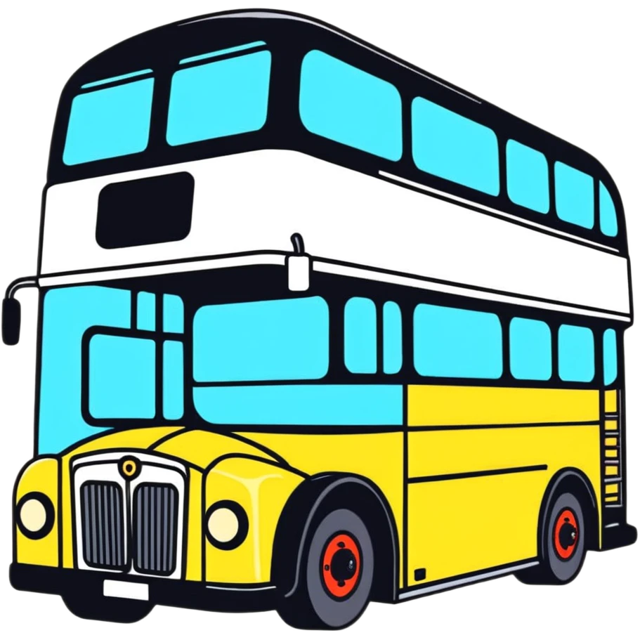 double-decker bus, cartoonish sticker style emoji