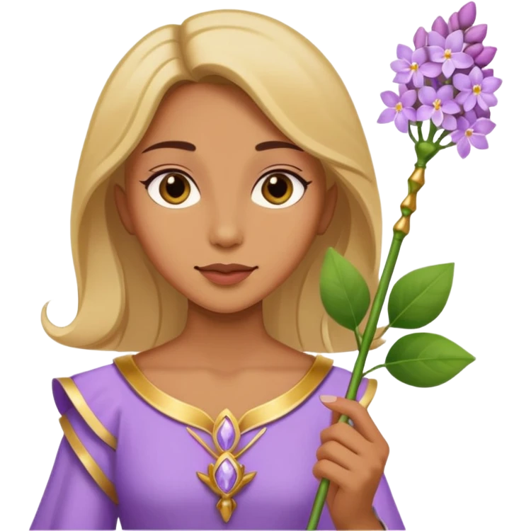 woman, Egypt, lilac flower, scepter emoji