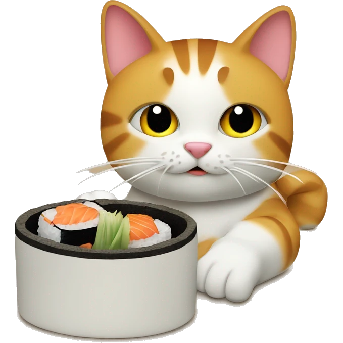 ￼Cat eating sushi emoji