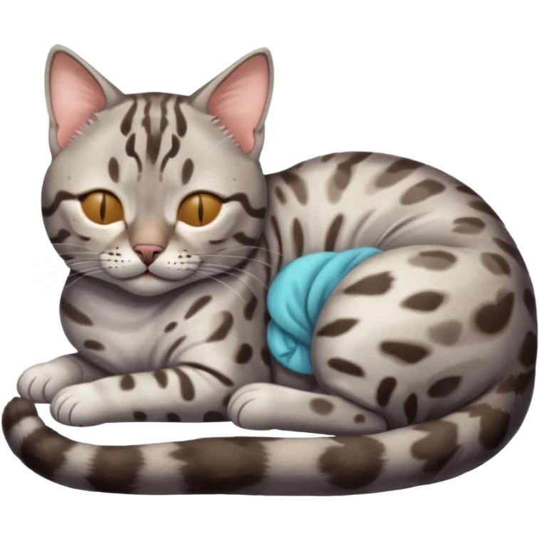 Silver bengal cat sleeping emoji