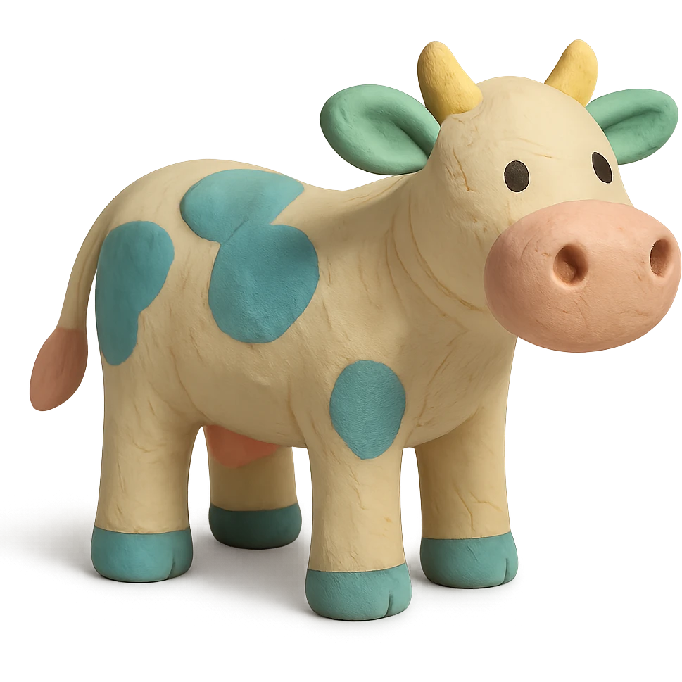 claymation style cow, pastel colors, no background emoji