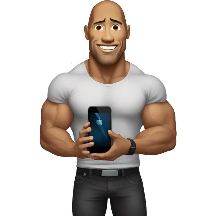 the rock holding an iphone emoji