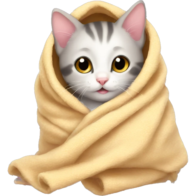 A little kitten in a blanket emoji