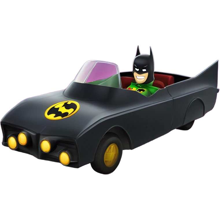 Robin from Batman and Robin dancing next to Batman in the Batmobile emoji