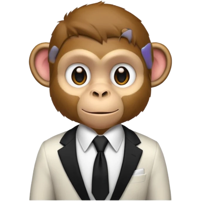 brown monkey with white shirt,black tie emoji