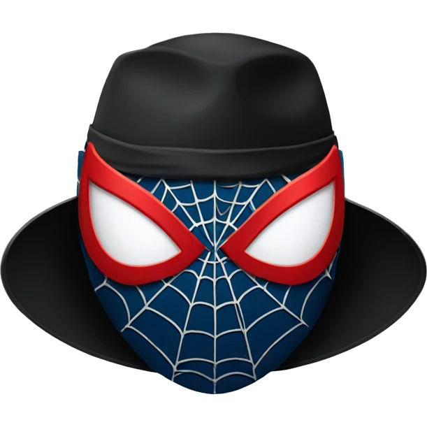 Spiderman mask WITH BLACK HAT emoji