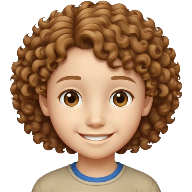 "- Nam
- 10 tuổi
- Da trắng
- Tóc ngắn, xoăn xù màu nâu nhạt
- Cười tươi
" emoji