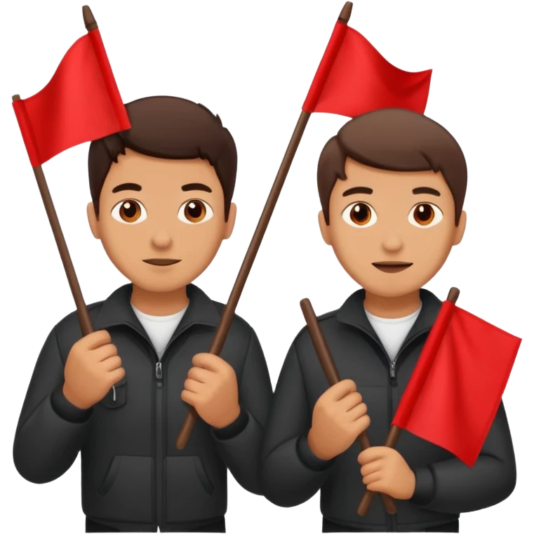 two guys with red flags emoji