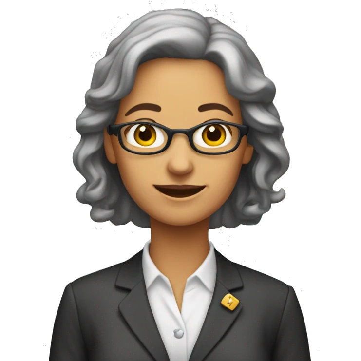 Profesora directora de primaria, pelo castaño emoji