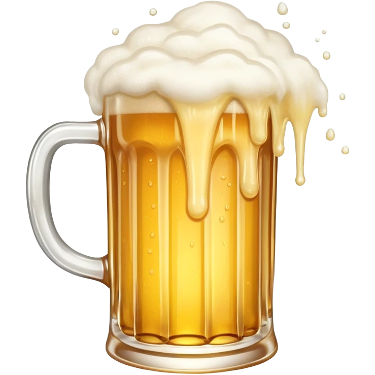 A frothy mug of golden beer with foam overflowing emoji