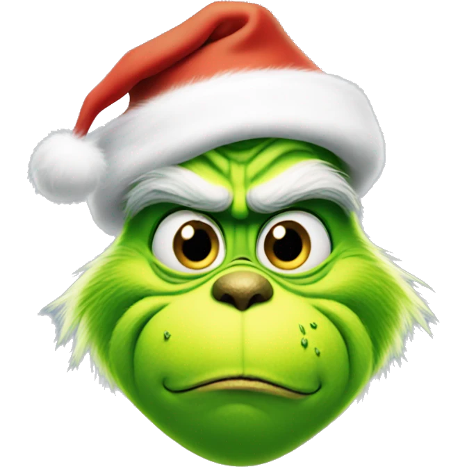 The grinch wearing a Santa hat emoji