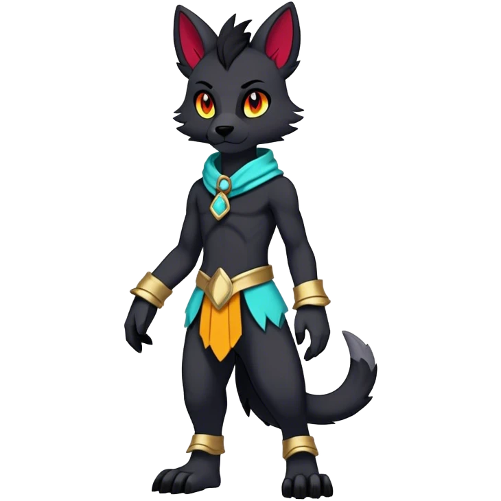 Edgy colorful anthro fursona Fakemon full body emoji