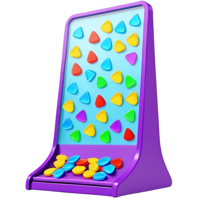 plinko board with colorful chips falling emoji