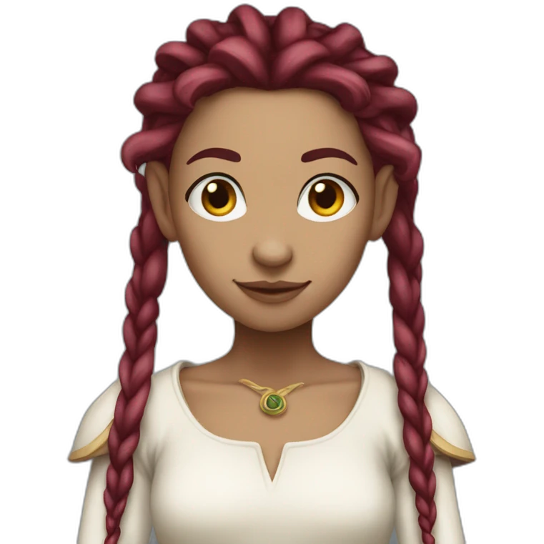 white elf girl with maroon dreadlocks emoji
