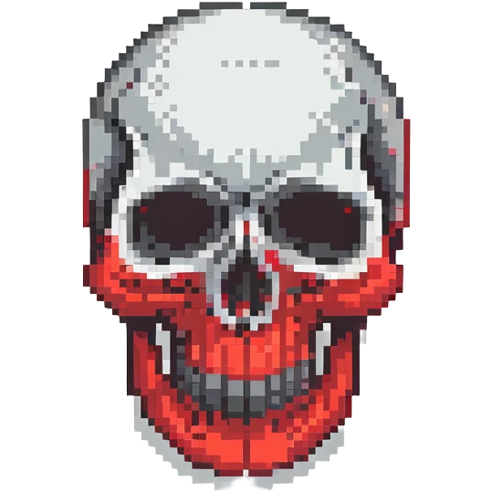 pixelated skull in red and black color scheme emoji