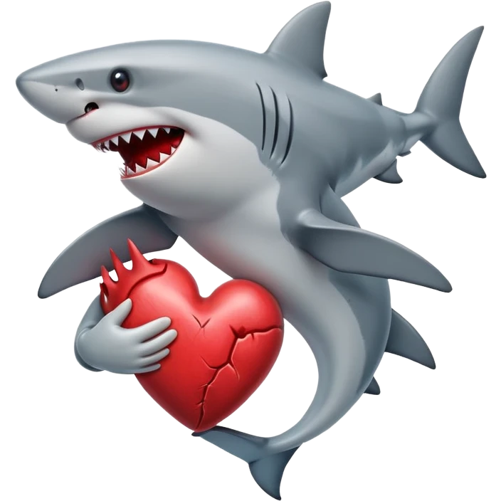 shark holding a heart emoji