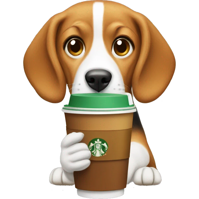 beagle drinking starbucks  emoji