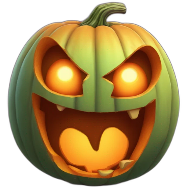 Jack o lantern with the face of a one eyed monster sticking it's tongue out emoji