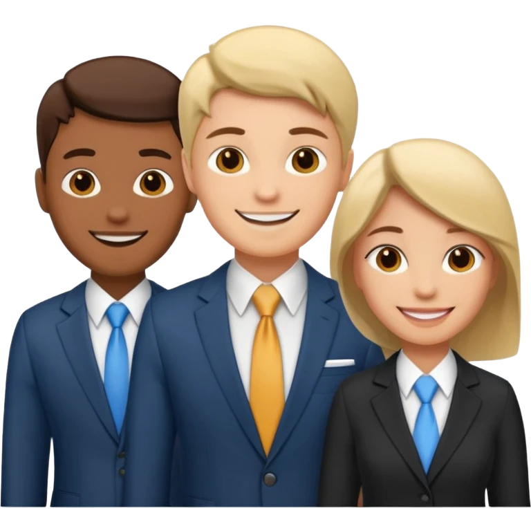 group of three people standing together, representing teamwork and unity, no text emoji