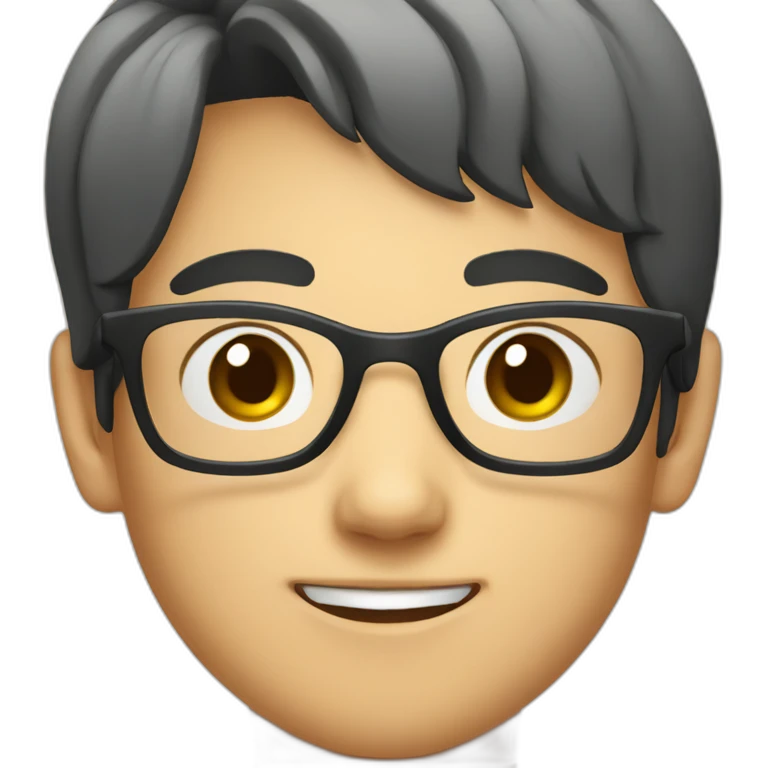 15 years old cute Asian boy with glasses  emoji