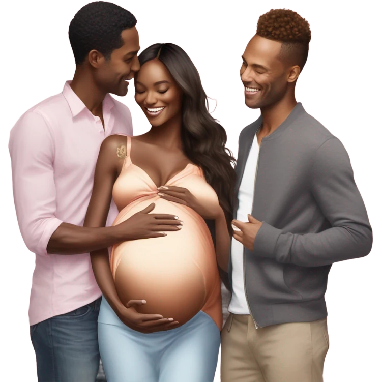 Realistic Photo of a Victoria secret model pregnant posing with a male model at her baby shower  emoji