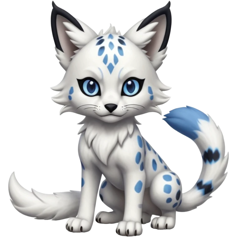 Cool edgy cute adorable hyper-realistic badass Serval-Lycanroc-Snow-Leopard-Absol-Fakémon-hybrid-creature (full body)  emoji
