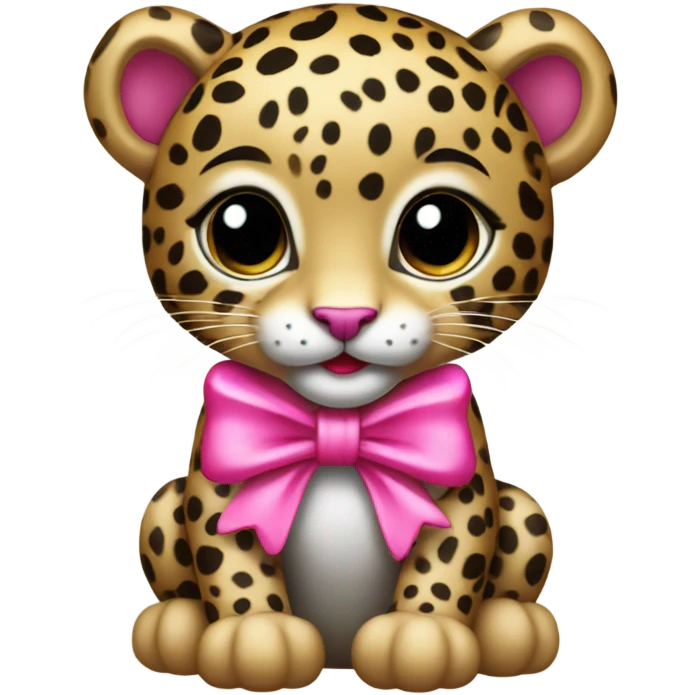 baby leopard with pink bow emoji