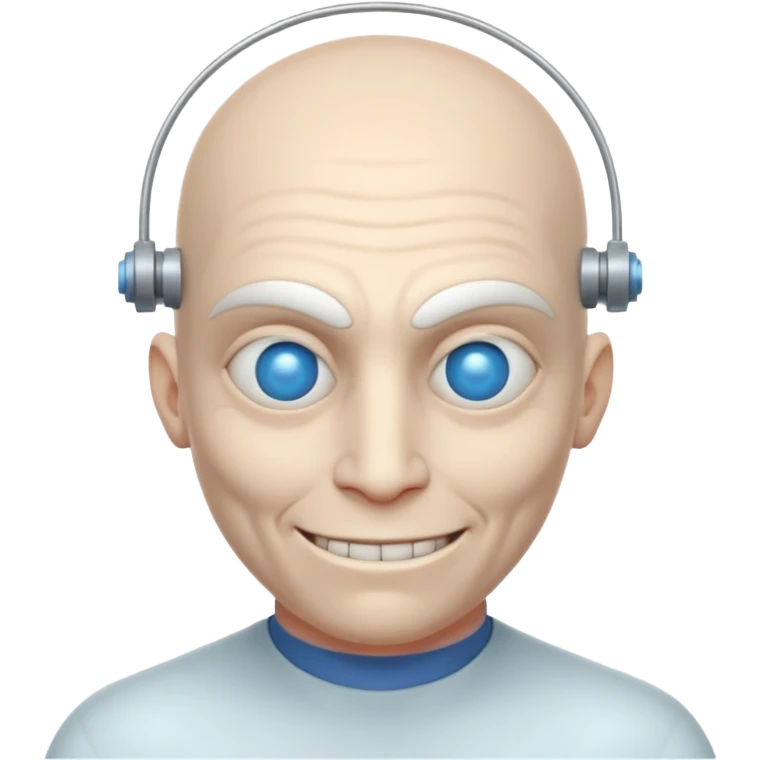mutant test subject portrait, head and shoulders only, third eye on forehead, pale skin, creepy calm smile, lab experiment style, 3D cartoon, mobile game icon style, clean background, no text, no watermark

 emoji
