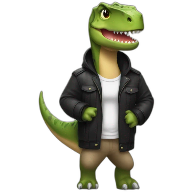 Dinossaur wearning a black jacket emoji