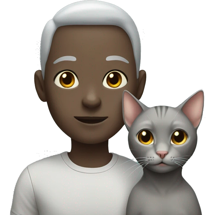 Grey cat girl and hairless cat boy emoji