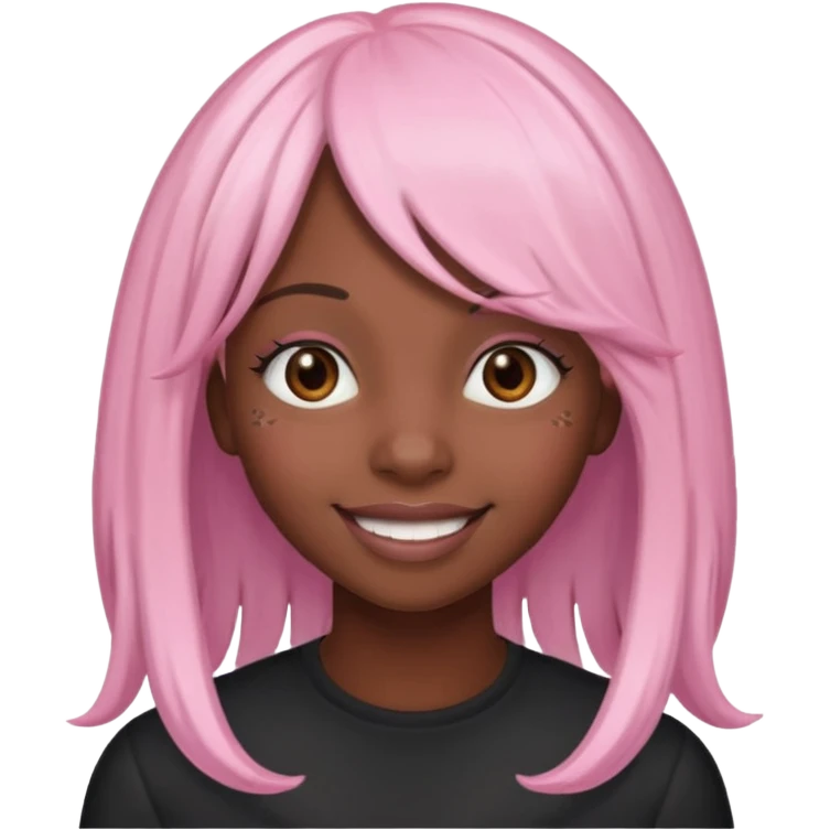 Black girl with long light pink wig emoji