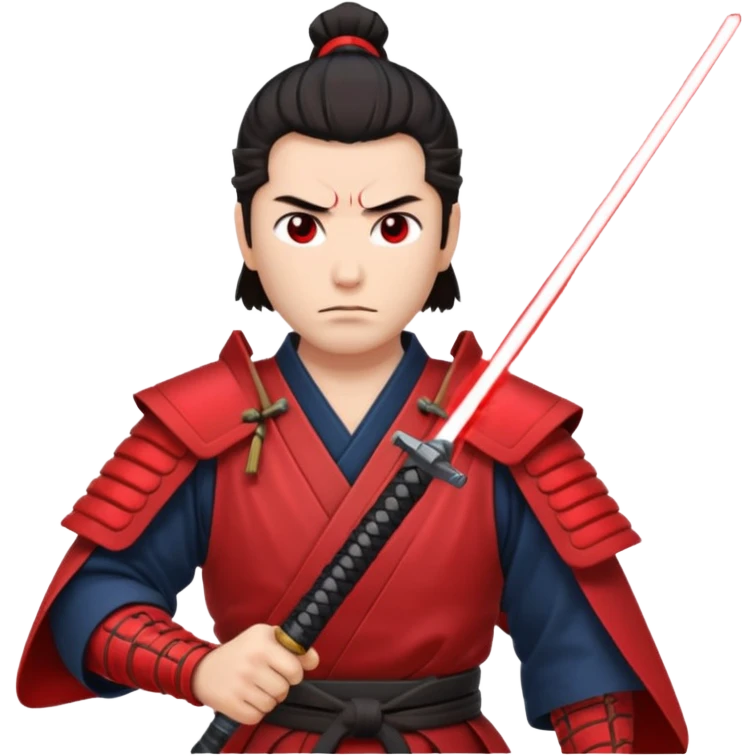 samurai with laser sword, red emoji