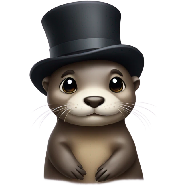 a cute otter with a little top hat emoji
