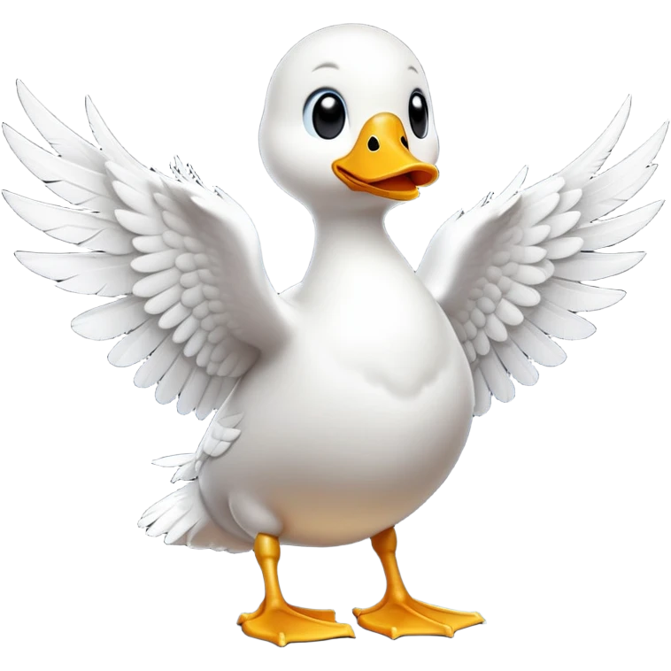 cinematic-[white duck]-realistic-full-body-perched-emoji,-wings-tucked-neatly by its side,-head-tilted-dramatically,-sleek-[white]-feathers,-simplified-yet-realistic-focused-features,-highly-detailed,-glowing-with-an-almost-sarcastic-glow emoji