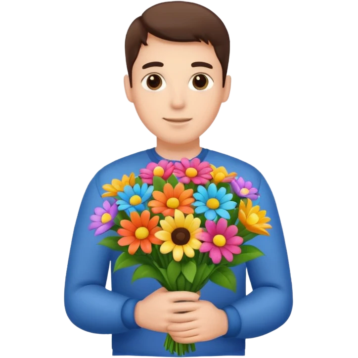 Male hand give a bogue of flowers emoji