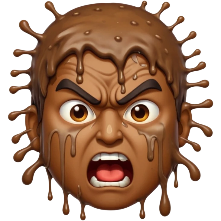 Indian man very dirty with brown slime. Angry screaming with rage emoji