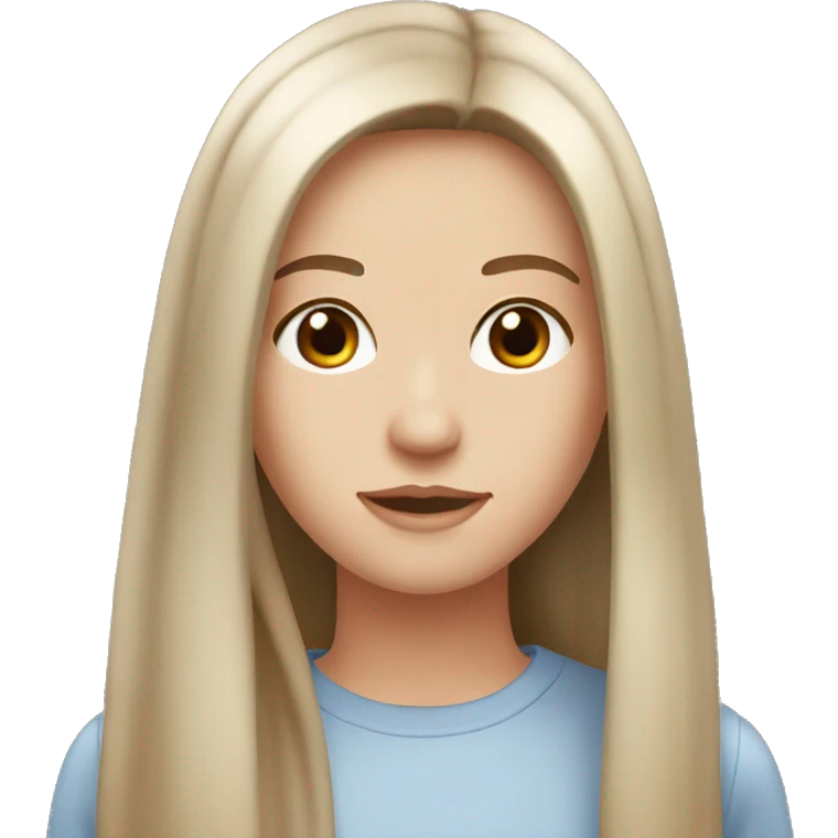 White girl brown eyes with long straight brown hair   emoji