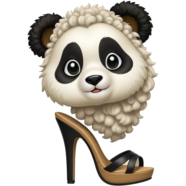 Oso panda con tacones y cabello chino emoji
