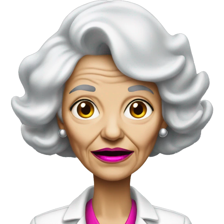 Old scary lady with black hair and hot pink lips emoji