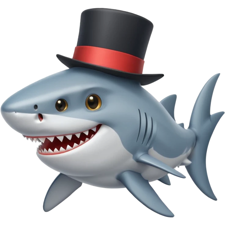 cartoon shark with a top hat emoji