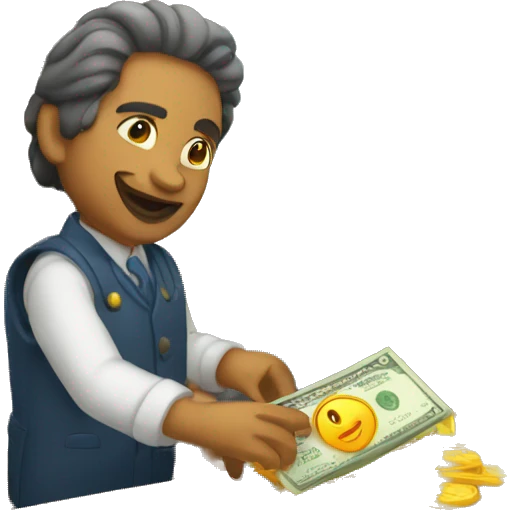 The merchant behind the counter gives money to the buyer emoji