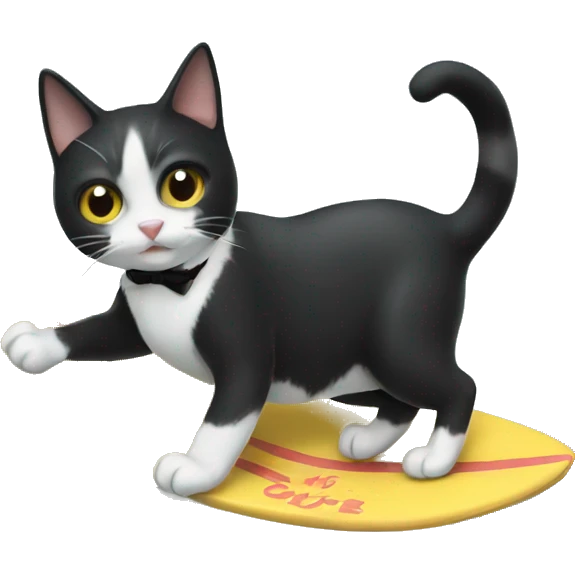 Tuxedo cat surfing  emoji