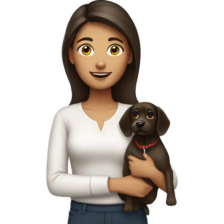 Brunette woman with dog emoji