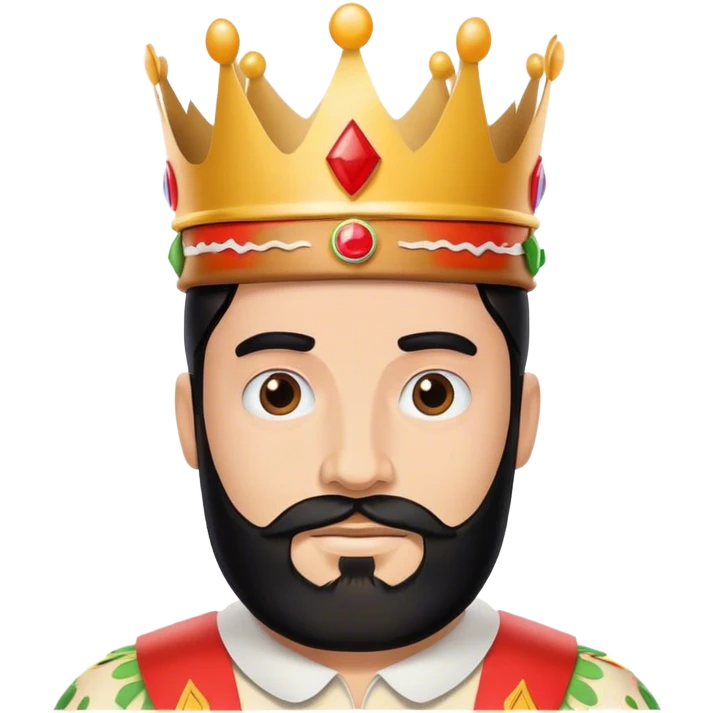 bald guy with black beard and a burger king paper crown emoji