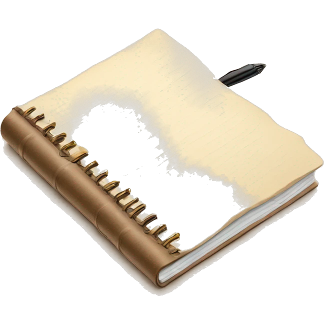 beautiful beige diary with pen emoji