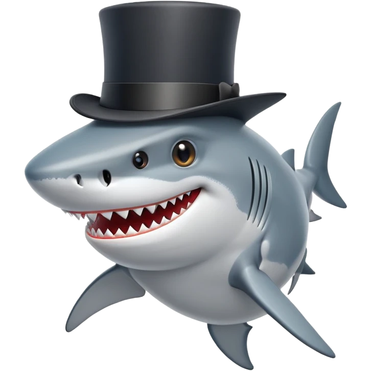 Shark with a top hat emoji