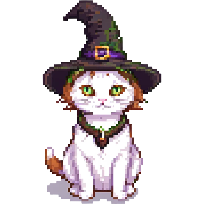 purple witch cat with a hat emoji
